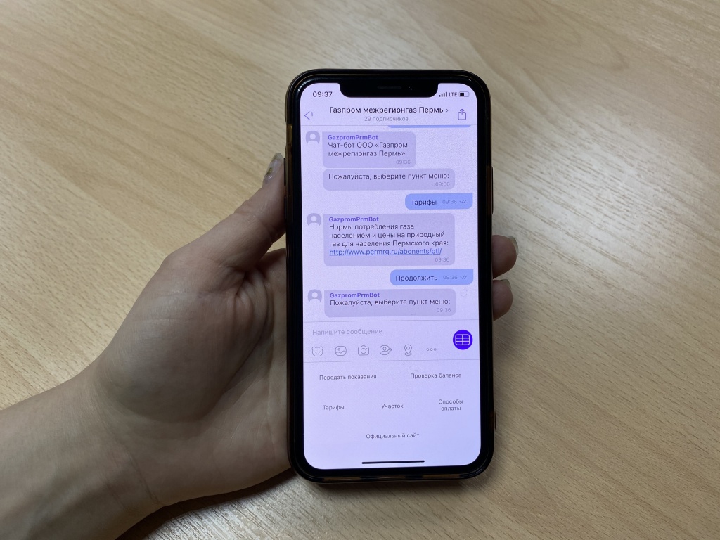 Чат-бот "Газпром межрегионгаз Пермь"
